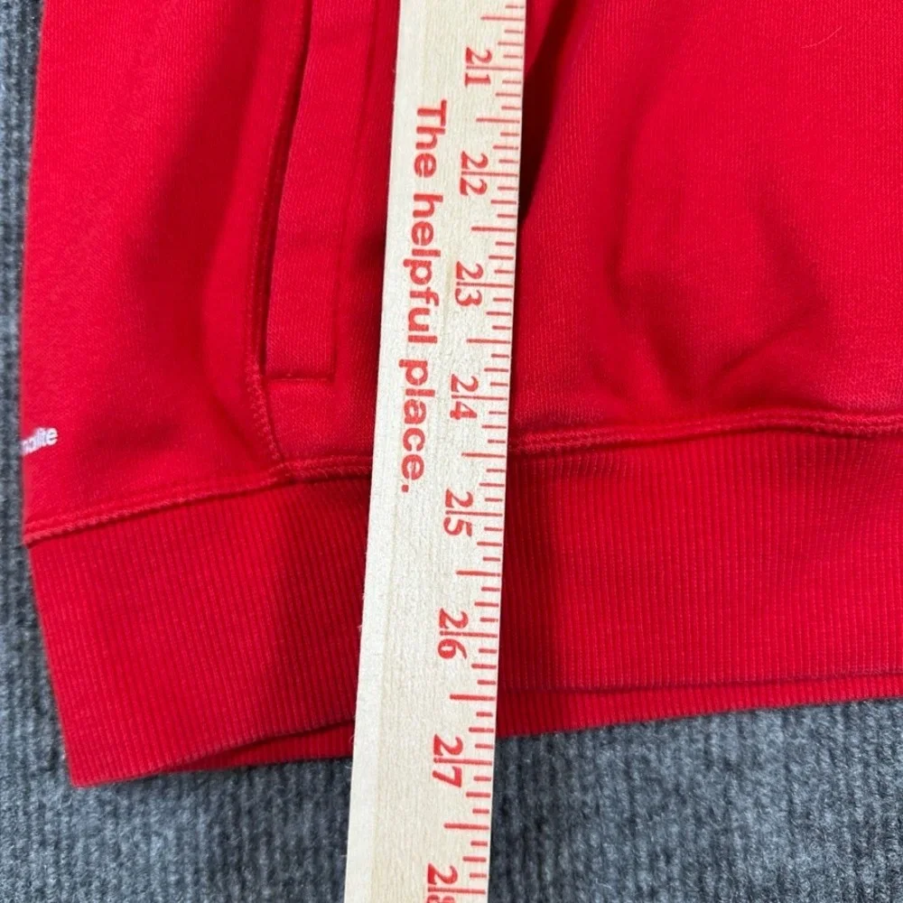 Adidas Mens Climalite Hoodie Red White Logo Pullover Sweatshirt Medium RN 88387